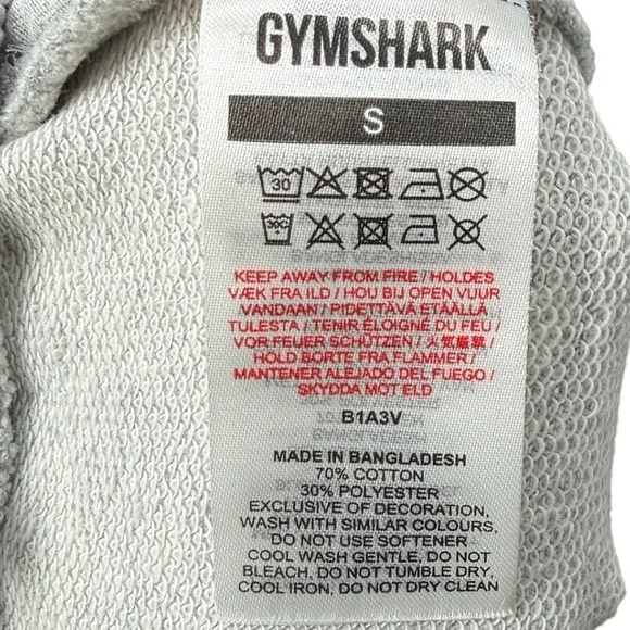 Gymshark Crest Joggers Mens Small Light Grey Marl B1A3V Sweatpants Drawstring - Picture 8 of 8